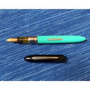 Black & Turquoise Vintage Fountain Pen Elgin Lever Fill 15B